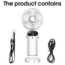 Portable Handheld Electric Fan USB Rechargeable Personal Mini Travel Fans With LED Display & Base 5-Speed ​​Adjustable 3-In-1 Hand/Neck/Desk Cooling Device For Desk Office Bedroom Camping School Supplies - Handheld - View 13