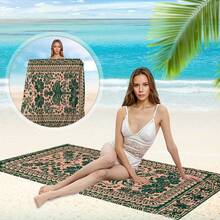 1pc Cartoon Floral Pattern Beach Towel, Soft Microfiber Fabric, Provides Sun Protection, Essential For Travel - Multicolor - View 6