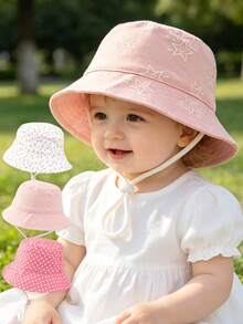 1pc Bohemian Floral Pattern Kids Bucket Hat, With Adjustable Chin Strap, Breathable Sun Protection, Suitable For Toddlers - 1PC - View 1