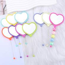 10pcs Creative Beaded Heart-Shaped Handle Mirrors, Multi-Color Handheld Makeup Mirrors, Portable Compact Mirrors. Handmade Decorated Mirrors, Suitable For Jewelry Making, Gifts For Teenagers And Adults - Multicolor - View 4