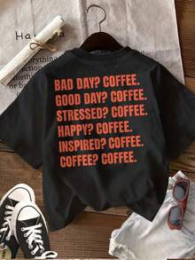 [Double-Sided Print] Women's Casual Spring And Summer Top, Eye-Catching Style, BAD DAY GOOD DAY Print, Sheer Short Sleeve Crew Neck T-Shirt [Ling K] - 黑色 - 查看 2