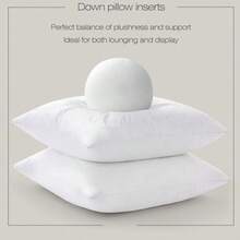 Juego de 2 rellenos de almohada de plumas de plumón de 20 x 20 pulgadas, 100% algodón orgánico para sofá, almohadas lumbares grandes en la cama, almohadas decorativas de karate - Blanco - Ver 3