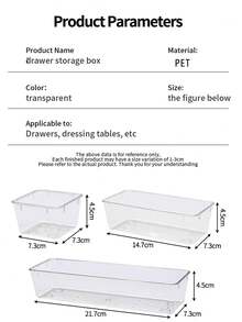 8pcs PET Drawer Makeup Organizer Boxes, Divided Vanity Desk Skincare Storage Containers, Multi-Size Set Suitable For Home Desk And Drawer Organization - Multicolor - View 10