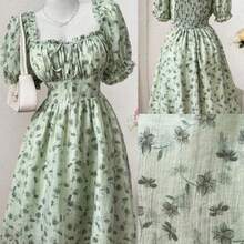 Vestido atado a cuadros florales elegante de talla grande , primavera/verano - Verde - Ver 1