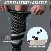 2 Stücke Kompressionsärmel für die Wade, hochelastische Beinmanschetten, atmungsaktiv & bequem, graduierte Kompression, gestrickte Konstruktion, für Frauen & Männer, für Laufen, Fußball, Basketball, Fitness, Alltag - Schwarz, Einheitsgröße, geeignet für alle Jahreszeiten - Schwarz - Übersicht 8