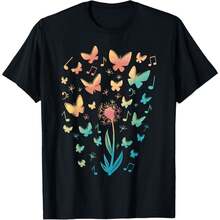 Natural Music T-Shirt Fclothes, With Flclothesal And Butterfly Clothes, With Musical Notes, Soft And Breathable Fabric Fclothes Concerts, Festivals And Daily Use, Comfclothestable Fit Fclothes All Seasons, Artistic Clothes, Comfclothestable Material, Shclothest-Sleeved T-Shirt, Fclothes Festivals, Festival Clothing, Artistic Clothes, Lightweight Material, Printed T-Shirt, Festival Lovers. - 黑色 - 查看 1