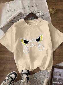 Short-Sleeve T-Shirt With Fun Embroidered Print, Fashionable Short-Sleeve T-Shirt For Spring And Summer 2026, Made In Mexico, 180 Grams. Cartoon Print, Couple Design, Suitable For Indoor Or Outdoor Wear. Crew Neck, Unisex, Ideal For Office And Leisure. One-Piece Pack. - APR-P631577SLNDXZGY449 - 查看 3