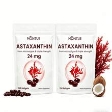 MONTUE Astaxanthin 24mg, Natural Haematococcus Pluvialis, Gluten-Free Dairy-Free Wellness Supplement, Total 300 Count - 300 Count - View 1