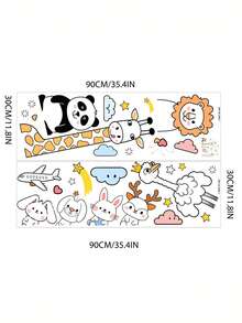 Cartoon Animal, Rainbow Slide, Cloud, Sun Wall Stickers, Suitable For Children's Room, Kindergarten, Self-Adhesive Decorative Wall Decals - Multicolor - View 9
