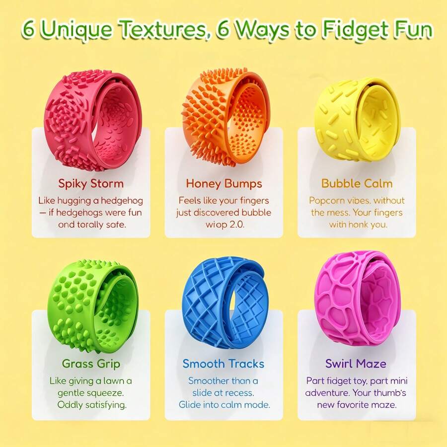 1/3/6 Peças Brinquedos Fidget de Silicone para Polegar para Alívio do Estresse. Estes Brinquedos Sensoriais Baseados em Textura Ajudam a Acalmar as Emoções e Aliviar a Ansiedade. Compactos, Silenciosos, Portáteis e Discretos, Eles Auxiliam na Concentração e São Brinquedos Ideais para Alívio do Estresse para Adolescentes - Multicolorido - Visão 1
