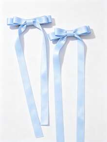 Set de 2 pinzas para el cabello con lazo de estilo ballet, accesorios de cabello elegantes y adorables para mujeres, adecuados para cualquier ocasión diaria, lindos para el Día de San Valentín, pasadores, pinzas para el cabello, accesorios para la cabeza, pasadores, verano, vacaciones, viajes, festival, fiesta - Celeste - Ver 8