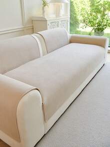 1 buah Sarung Sofa Anti Selip Warna Polos, Cocok untuk Semua Musim, Sarung Sofa Anti Debu, Ramah Hewan Peliharaan dan Anti Gores, Dapat Dicuci dengan Mesin, Untuk Dekorasi Ruangan, Cocok untuk Sofa Bentuk L, Sofa Satu/Dua/Tiga/Empat Dudukan dan Sofa Seksi (Dijual Terpisah) - Khaki - View 1