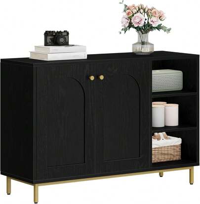 2026-Hzuaneri Badezimmerschrank, Badschrank,KUchenschrank mit 2 Turen,Beistellschrank, Sideboard mit offenemFach, Aufbewahrungsregal, verstellbareAblage, Badezimmer, 35 x 100 x 75 cm