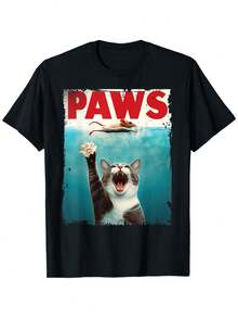 Fun Imitation Of Cats And Mice, Humorous Cat Chasing Mice, Kitten T-Shirt - Black - View 1
