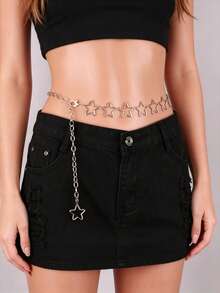 1pc - Hip-Hop Style Personalized Hollowed-Out Star-Shaped Belt For The Waist, Body Chain, Simple And Versatile For Pairing With Jeans Or Cargo Pants, As Well As A Belt For Workwear. - Multicolor - View 3
