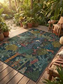 1pc Vintage Botanical Tropical Retro Print Outdoor Rug/Carpet/Area Rug/Doormat, Soft Machine Washable Carpet Mat For Entryway, Balcony, Garden, Outdoor, Patio, Living Room, All Season - Multicolor 1 - View 7
