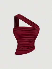 Blusa asimétrica burdeos para mujer.Blusa asimétrica color vino tinto, para vacaciones de verano, primavera/verano, Día de San Valentín, fiesta elegante, ceremonia, vacaciones en la playa para mujer, elegante, bohemia, casual, blusa de fiesta, - Burdeos - Ver 5