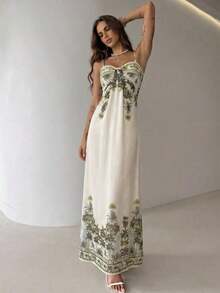 Women's Summer Beach Vacation Maxi Dress Loose Dress Elegant Floral Print Spaghetti Strap Apricot Dress Summer Dresses For Women,Graduation,Teacher Outfits For Women,Teacher Dress,Romantic Dress,Elegant Party Dresses,Casual Long Dresses - 多色 2 - 查看 5