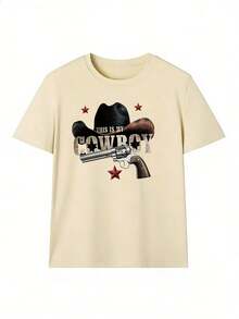 Retro American Style Short Sleeve T-Shirt, Fashionable Short Sleeve T-Shirt For Spring And Summer 2026, Made In Mexico, 180 Grams. Cartoon Print, Couple Design, Suitable For Indoor Or Outdoor Wear. Crew Neck, Unisex, Ideal For Office And Leisure. One-Piece Pack. - APR-P631577SLNDXZGY432 - 查看 2