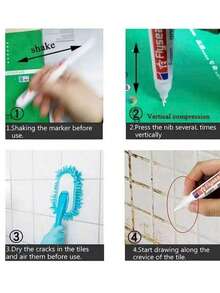 Waterproof Quick-Drying Tile Grout Pen, With Replacement Tips, Wall Grout Pen, Mold-Proof Decorative Tile Grout Pen, Suitable For Tiles, Floors, Bathrooms And Other Occasions, Tile Repair Tool, Home Decor Grout Pen, Tile Pen, Grout Pen, Cement Seam Decorative Pen, Home Decor Christmas New Year Holiday Decorative Pen, Mural Painting Decorative Pen - Tile Grout Pen - View 5