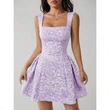 PETITE Women's Sleeveless Solid Color White Summer Midi Dress, Simple & Casual For Everyday Wear,Rave Outfits Festival,Summer Dresses For Women,White Dresses For Women - 淡紫色 - 查看 6
