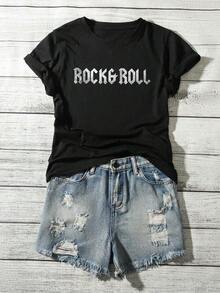 Dam-T-shirts - Svart - Visa 3