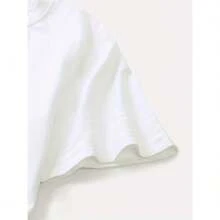 Camiseta casual de manga corta con estampado de patrón de cóctel y letras de vaquera - [Blanco] - Ver 3