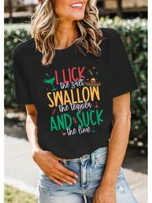Camiseta Cinco De Mayo para Mujer, Camiseta Mexicana para Fiesta y Vacaciones, Camisetas para Fiesta del Cinco de Mayo, Camiseta con Frases Divertidas, Blusa Casual - Negro - Ver 2