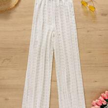 Swim Chiccia 2026 New Women's Summer Beach Vacation Elegant White Special Fabric Drawstring Cover-Up Pants - Blanco - Ver 4