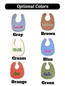 1/3/5pcs, Custom Embroidered Name Baby Bibs, Soft Cotton Gauze, Adjustable Snap Closure, Personalized Bibs For Baby Shower, Newborn Gift, Daily Feeding, Drool Proof, Cute Neutral Colors, High-Quality Baby Essentials - Multicolor - View 3
