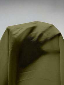 Camisa casual de mujer de un solo pecho de manga larga con hombros caídos y unicolor - Verde militar - Ver 6