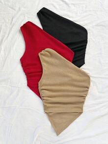 Conjunto de 3 piezas con top asimétrico casual de uso diario y de verano para vacaciones, talla grande 2 piezas adicionales, para volver al colegio o para la hora del té por la tarde - Multicolor 7 - Ver 2