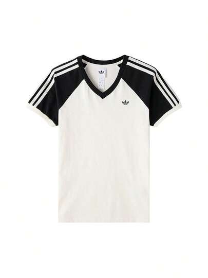 Adidas Women's V-Neck Tee, Comfortable Minimalist Casual Short Sleeve T-Shirt, KF0316