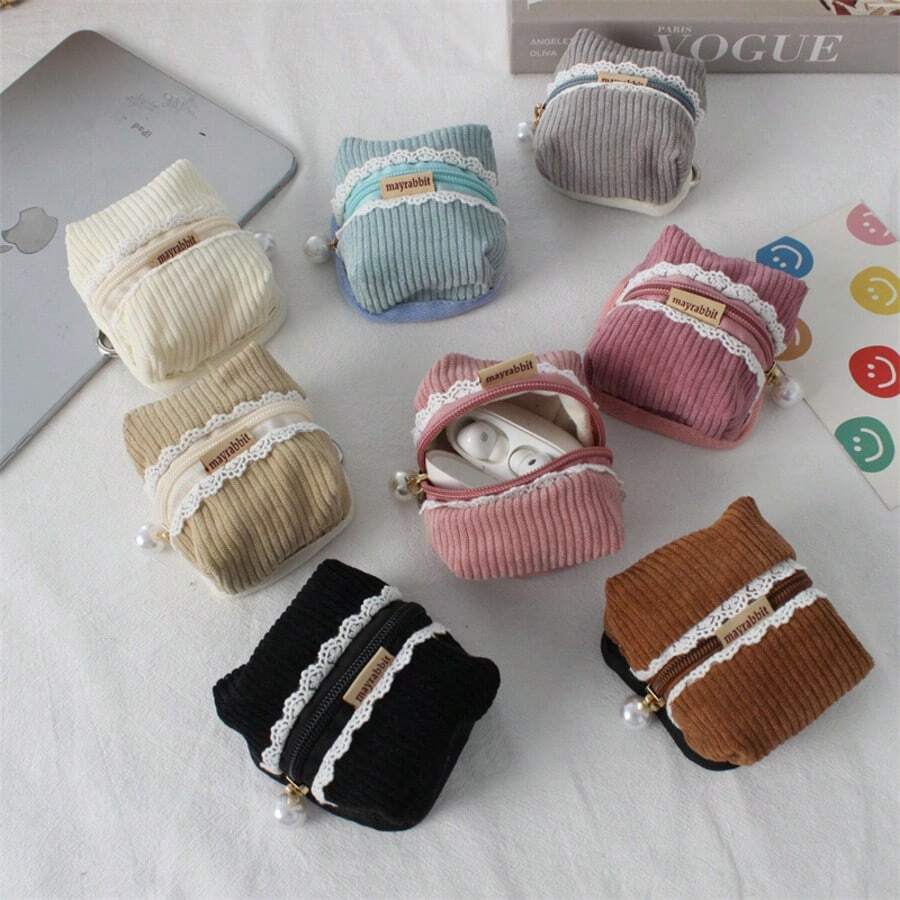 New Cute Earphone Case, Apple Earphone Protective Cover, Mini Coin Purse, Solid Color Ins Style, Small Pouch, Compact, Wear-Resistant, Shock-Proof, Dust-Proof, Travel Essential, Suitable For Daily Use - Multicolor - View 1