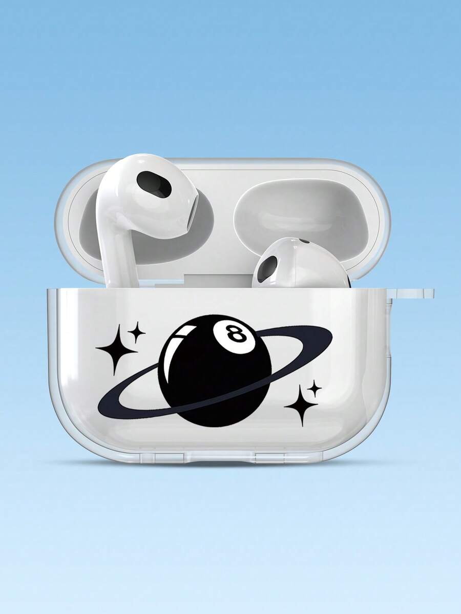 Billiards Ball Planet With Stars Printtransparent For AirPods Case, Compatible With For AirPods 4th/3rd/2nd/1st Generation - Clear - View 1