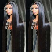 Long Straight Wigs Pre Plucked 13x4 Lace Front Wigs 200 Density HD Lace Front Wigs Human Frontal Hair 13x4 Straight Black Wigs Blended Hair For Women Lace Front Wig With Baby Hair Daily Party Use - Natural & Black - View 7