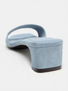 Mẫu sandal cao gót hở gót bằng da lộn mới dành cho nữ, bộ sưu tập Xuân/Hè 2026. - Màu xanh lam - Xem 5