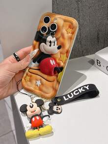 Disney Mickey Mouse Clubhouse Phone Case : 3D Fluffy Pattern Border Protector Phone Soft Phone Case With A Free Cute Mickey Bracelet Chain Lanyard, Mickey, Minnie, Goofy, Donald Duck, Daisy Duck, Pluto, For Apple 17 Promax 17 Pro 16 15 14 13 12 11 Pro Max XS Max X XR Soft Cover Summer Phone Case - trắng - Xem 4