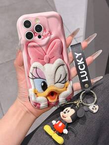 Funda de teléfono de Disney Mickey Mouse Clubhouse: Funda de teléfono suave con protector de borde con patrón 3D esponjoso y un llavero de pulsera de Mickey gratis, Mickey, Minnie, Goofy, Donald Duck, Daisy Duck, Pluto, para Apple 17 Promax 17 Pro 16 15 14 13 12 11 Pro Max XS Max X XR Funda de verano - Blanco - Ver 5