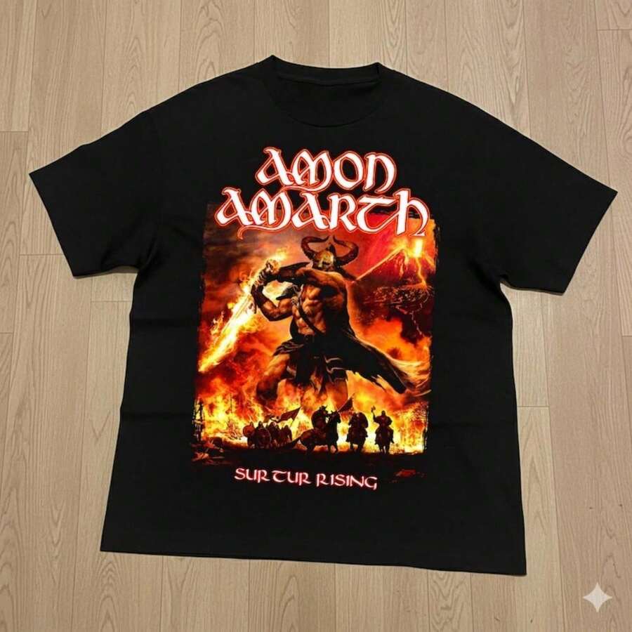 Amon Amarth Shirt - Surtur Rising Viking Metal T1EE - Melodic Death Metal Graphic T-ShirtFor woman shirt Camiseta 100% Algodón Unisex - Playera Casual Premium de Corte Cómodo - Negro - Ver 1