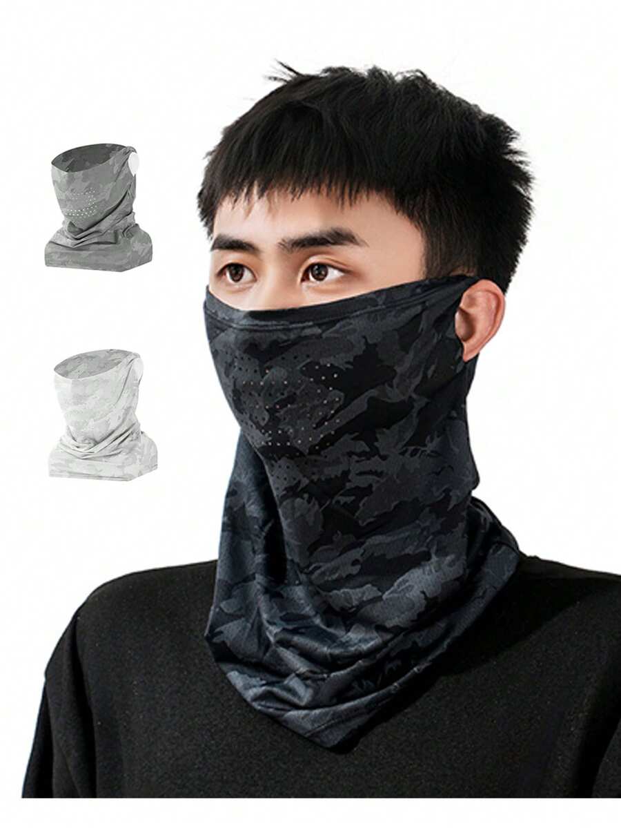 1pc Cycling Sun Protection Ice Silk Face Mask Neck Gaiter, Quick-Dry Breathable Cycling Face Mask - Multicolor - View 1