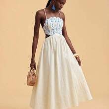 Floral Embroidery Elegant Backless Vacation Camisole Dress,Summer Dress,Summer Outfits,Summer Dresses For Women,Elegant Dresses For Women,Vacation Outfits Women, Beach Dress,White Dress,Casual Dresses For Women,Festival Dresses - Albaricoque - Ver 7