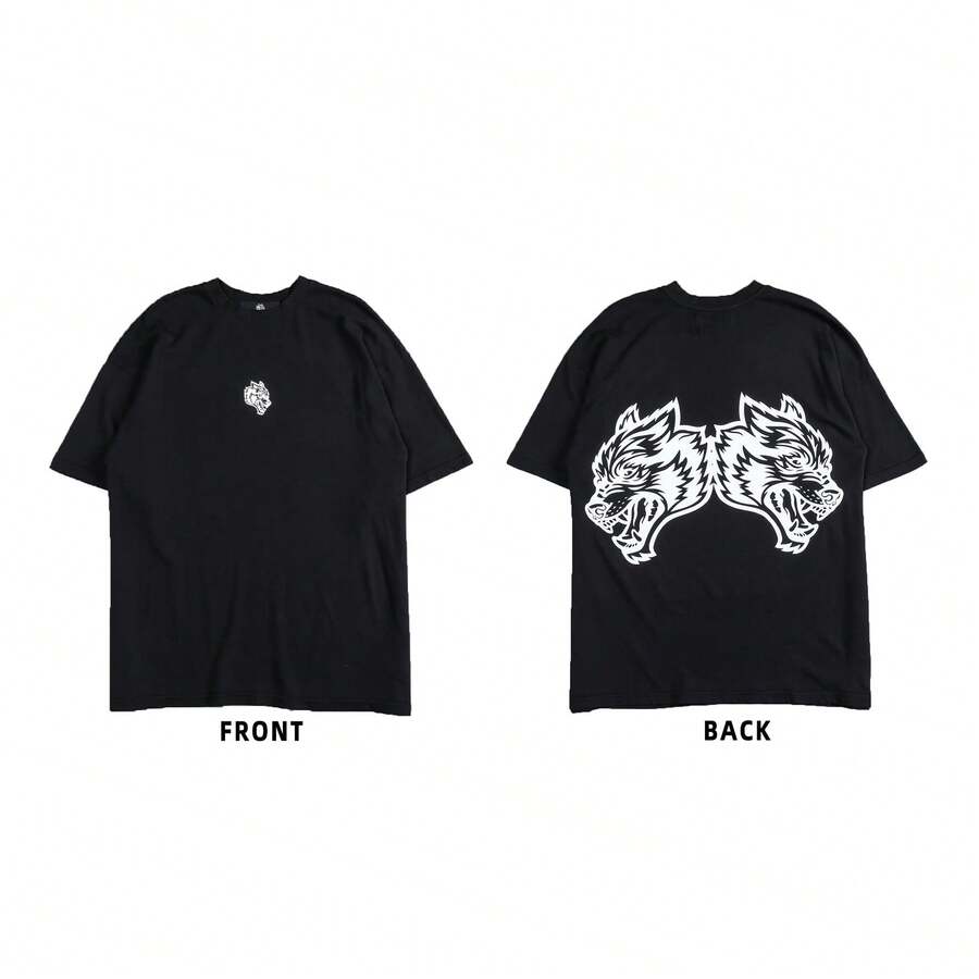 DARC Wolf Head Fitness American Style T-Shirt, Pure Cotton, Round Neck, Printed Short Sleeve - DSDT046 - Xem 1