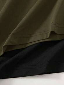 Set de 2 vestidos mini de manga corta y cuello redondo, de punto de unicolor casual, para mujeres - Verde militar - Ver 6