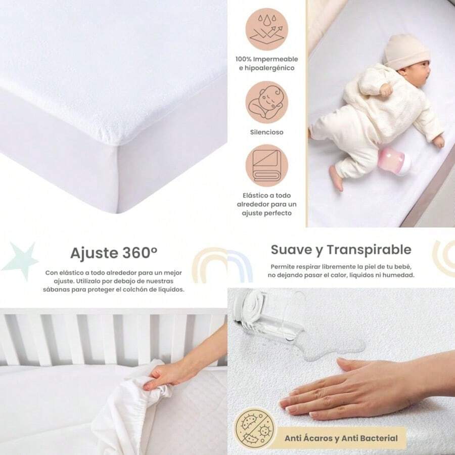 Nap Baby Protector Impermeable para Colecho o Moisés para Bebé, 100% Absorbente, hipoalergénico - Blanco - Ver 1