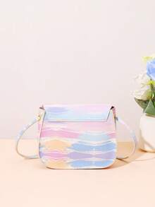 Mini Butterfly Print Decorated Metal Crossbody Shell Bag - Tie-dye Color - View 5