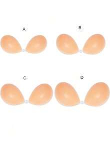 3pcs Reusable Silicone Adhesive Lift Bra, Strapless Cleavage Enhancing Bra For Women & Girls, Invisible Sticky Bra - 杏色(3pcs) - 查看 3