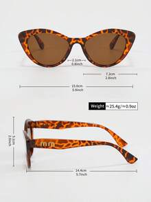 1 paire de lunettes de soleil à monture chat œil marron imprimé léopard pour femmes, combinant le charme moderne et rétro. Convient pour la photographie de rue, les tenues, les vacances, les voyages et autres occasions. Un choix d'accessoire à la mode. - imprimé léopard - Voir 4