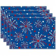 1/4 Pcs, Red Fireworks And Star Pattern July 4Th Theme Placemat, Memorial Day Patriotic Theme, 12X18 Inch Placemat, Coffee Table Mat, Home Placemat, Table Decoration, Room Decor - 1PC-Kiểu 1 - Xem 8