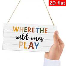 1pc Square Playful Spirit Wooden Plaque Decor, Wall Decoration For Game Room, Specialized Game Hanging Plate For Children's Game Room And Nursery, Home Hanging Decor - Multicolor - View 3